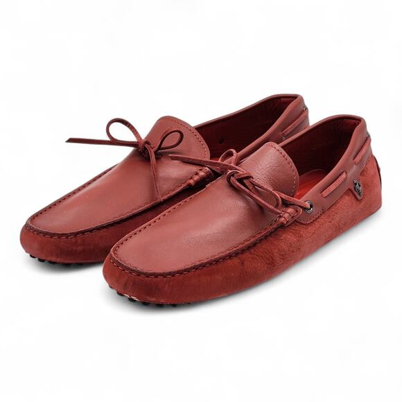 Tod\'s Red Leather Slip-On Loafers with Decorative Lacing main image 4
